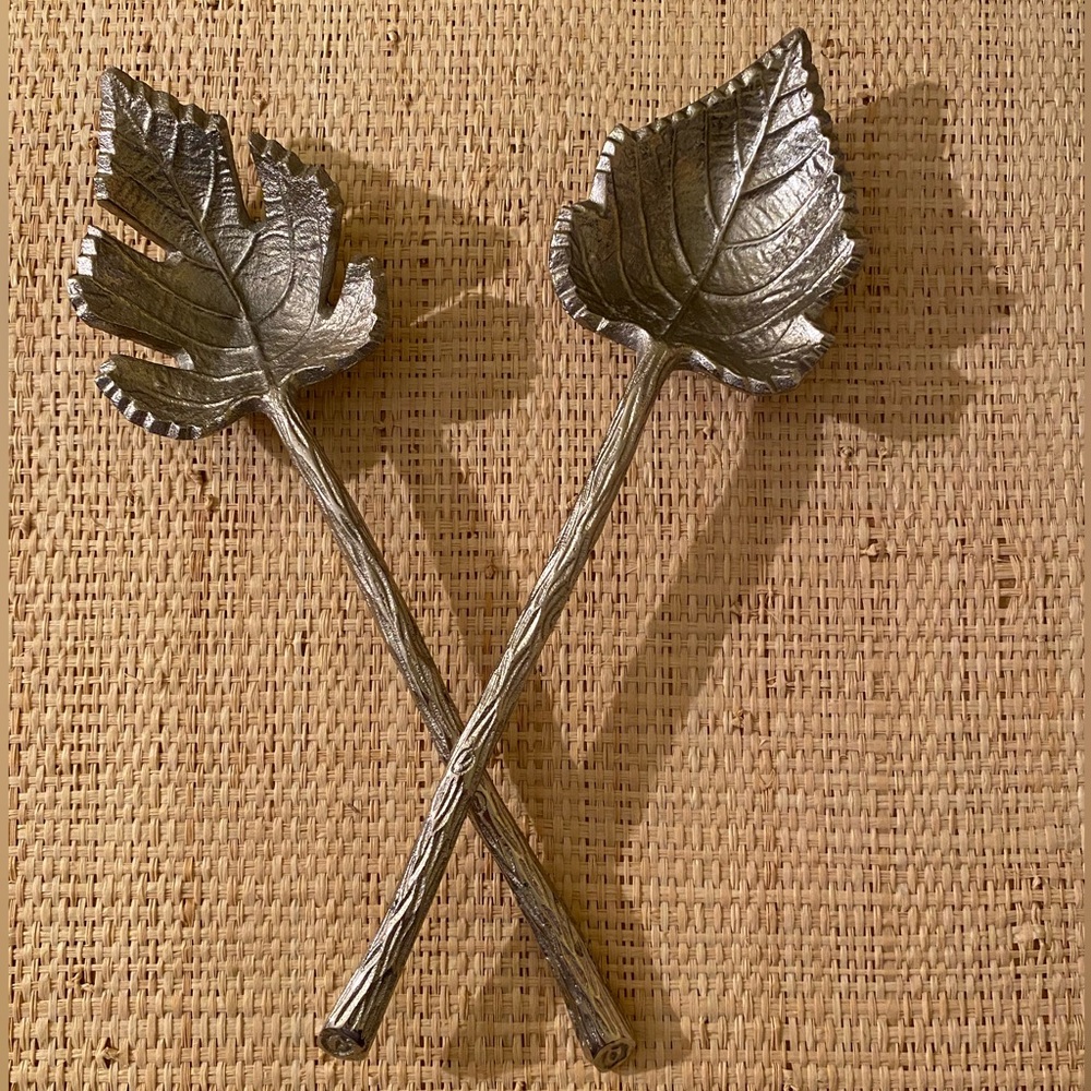 Leaf Salad Servers Silver tone Leaf & Twig Salad Servers
